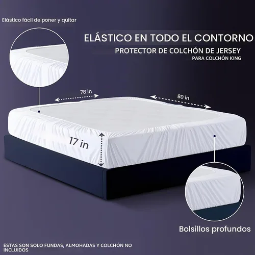 Vista 4 de Juego de protectores de colchón 100% impermeables con 2 fundas de almohada