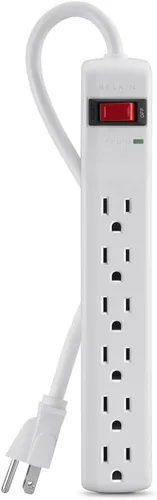 Vista 8 de Belkin Regleta protectora contra sobretensiones, 6 tomas de corriente alterna, cable de extensión de metal resistente de 2 pies de largo