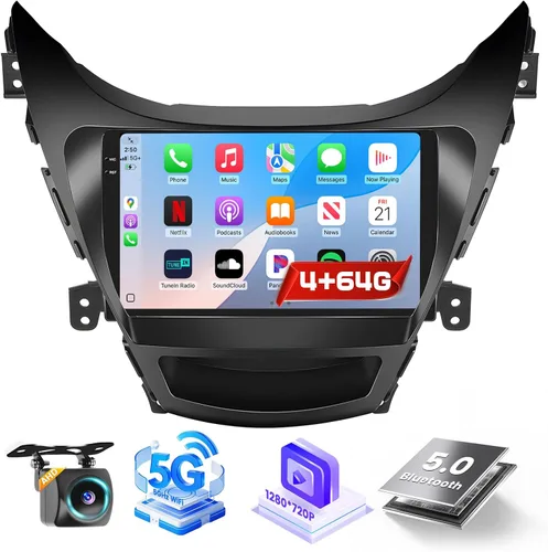 Vista 10 de [DSP y EQ] Radio de coche 2+64G para Hyundai Elantra 2011-2013 9 Inch IPS Touch Screen Car Stereo, Wireless Carplay/Android Auto, GPS Navigation