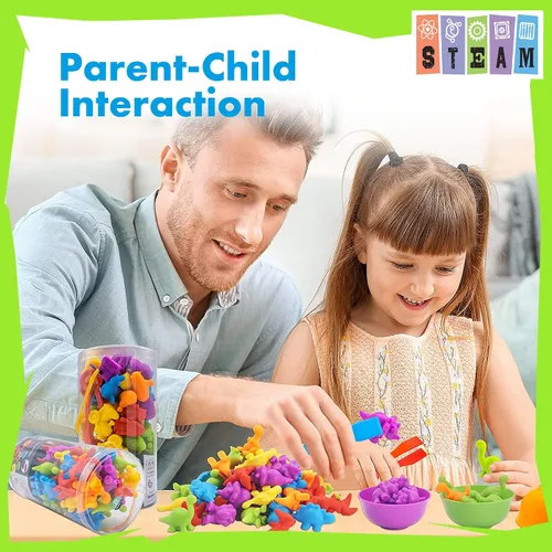 Vista 6 de UNIQUE KIDS Juego educativo de aprendizaje para contar con tazas de clasificación - Entretenido juego sensorial de clasificación
