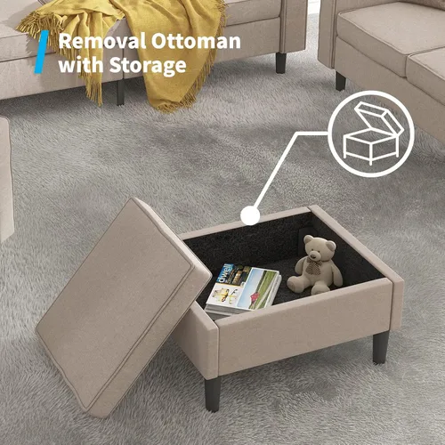 Vista 4 de Mjkone - Sofá seccional convertible, sofá en forma de L con otomana de almacenamiento, sofás para sala de estar, muebles de sala de estar, adecuado