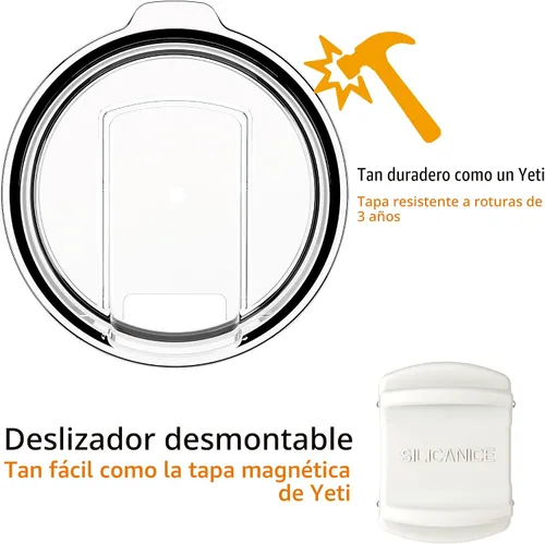Vista 3 de Vaso higiénico aislado al vacío de acero inoxidable de 20 onzas con tapa fácil de poner y quitar – Deslizador extraíble, taza de viaje de doble