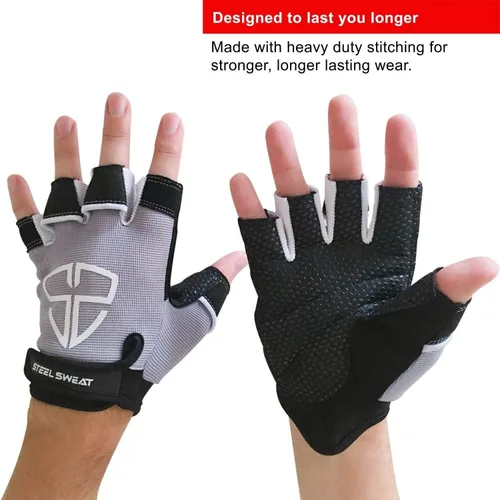 Vista 7 de Steel Sweat Guantes de entrenamiento, ideales para gimnasio, levantamiento de pesas, fitness, entrenamiento y crossfit, hechos para hombres