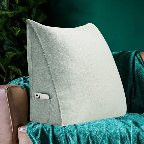 Vista 5 de VERCART Almohada triangular de cuña para cama, respaldo y respaldo, almohadas de lectura para lumbar y sentarse, manta decorativa para silla de Beige