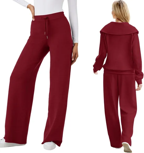 Vista 6 de MWVVIP Nouveou - Conjunto de ropa de descanso de 2 piezas, conjunto de descanso Nouveou, conjunto de sudadera con media cremallera, conjunto de 2
