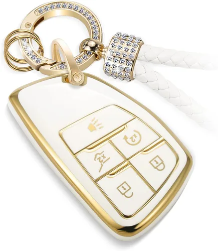 Vista 19 de Funda para llavero Buick con llavero de diamante de lujo, funda suave mejorada para Avenir Envision Chevy Silverado Suburban Tahoe GMC Yukon Denali