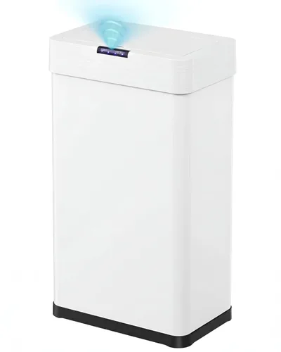 Vista 10 de TLSUNNY Cubo de basura automático sin contacto con sensor de movimiento de 13.2 galones, contenedor inteligente de acero inoxidable cepillado