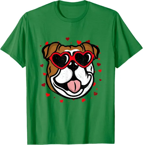 Vista 3 de Bulldog Valentine - Camiseta para amantes de las gafas de sol para perros, Negro