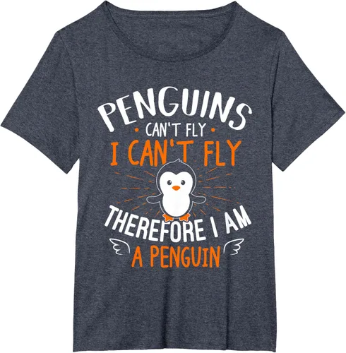 Vista 90 de Penguins Can't Fly Shirt - Camiseta de regalo para amantes de los pingüinos, Azul Azul Marino