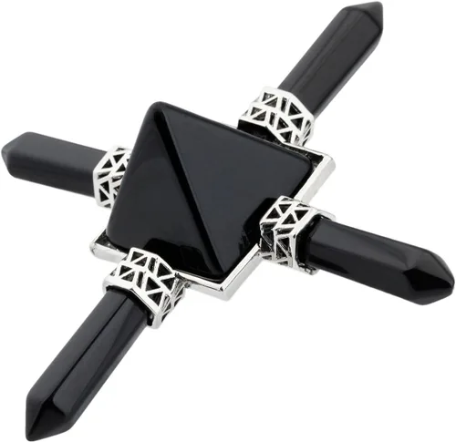 Vista 4 de Rockcloud - Pirámide generadora de energía elaborada de piedras y cristales con propiedades curativas para Reiki Negro