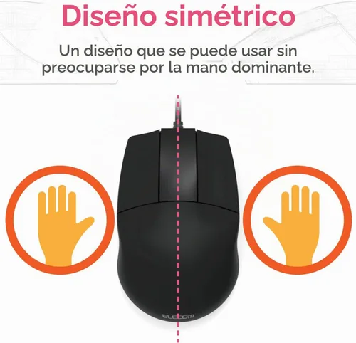 Vista 3 de ELECOM - Marca japonesa- Conexión por cable, mouse básico 3D-CAD, sin rueda de desplazamiento, mouse de computadora de 3 botones con seguimiento