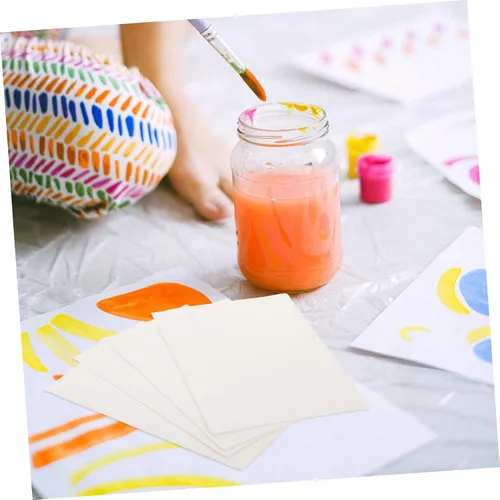Vista 7 de STOBOK 20 hojas hechas a mano de papel de acuarela de algodón con borde deckled en blanco para pintar manualidades e invitaciones de boda