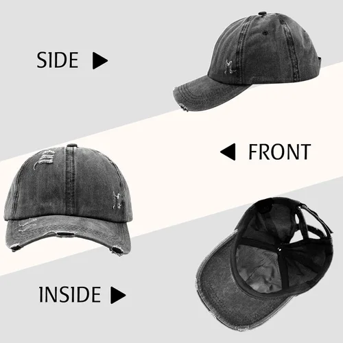 Vista 2 de Gorra de béisbol para mujer, diseño de cola de caballo, ajustable, ajustable, para cola de caballo