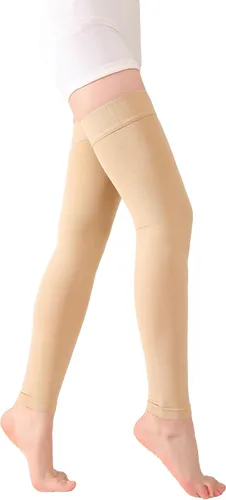 Vista 5 de TOFLY® Medias de compresión altas hasta el muslo sin pies para mujeres y hombres, 1 par, opaco, manguera de soporte de 15-20 mmHg de compresión