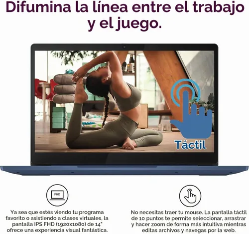 Vista 3 de Lenovo Laptop Chromebook con pantalla táctil de 14", procesador de 8