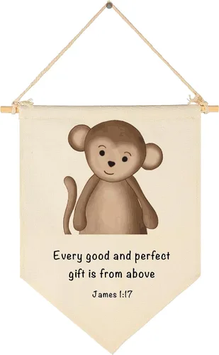 Vista 14 de Decoración de animales cristianos para guardería, versículo bíblico, selva, safari, banderín, banderín, regalo para bebés, niños, niñas, recién