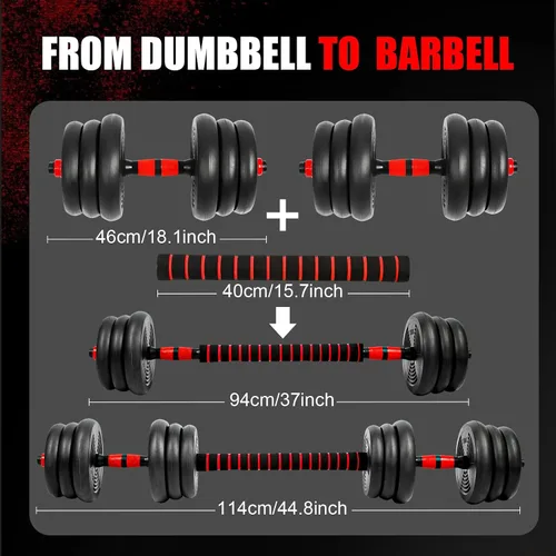 Vista 2 de Adjustable Dumbbells Set, Upgrade Free Weight Set with Connecting Rod, 3 in 1 Dumbbell Set Used as Dumbbells, Barbell, Push Up Stand, Fitness Negro