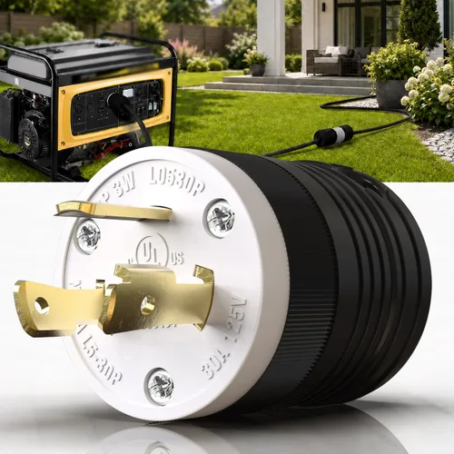 Vista 16 de Paquete de 1 enchufe de bloqueo NEMA L14‑30P de 30 amperios macho 30A 250V Twist Lock L14‑30, enchufe de grado industrial de 3 polos de 4 cables