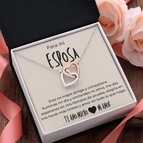 Vista 9 de Leos Print Shop Regalo para Esposa Regalos de Aniversario Para Mi Esposa Collar En forma de Corazon Plateado y Dorado Regalo Joyeria Para Mujer Con