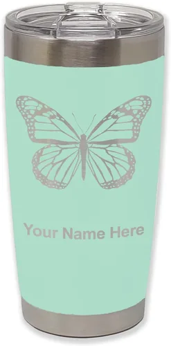Vista 35 de LaserGram Vaso aislado al vacío de 20 onzas, mariposa monarca, grabado personalizado incluido (negro)