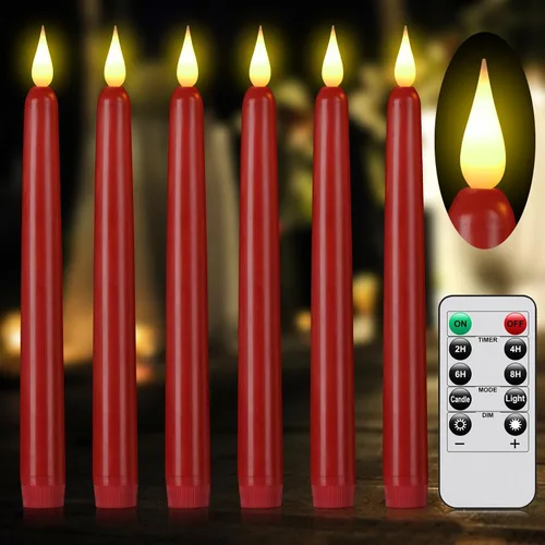 Vista 16 de Vela cónica sin llama con control remoto, paquete de 3 velas LED de plástico, velas parpadeantes que funcionan con pilas, vela alta clásica de 9.2
