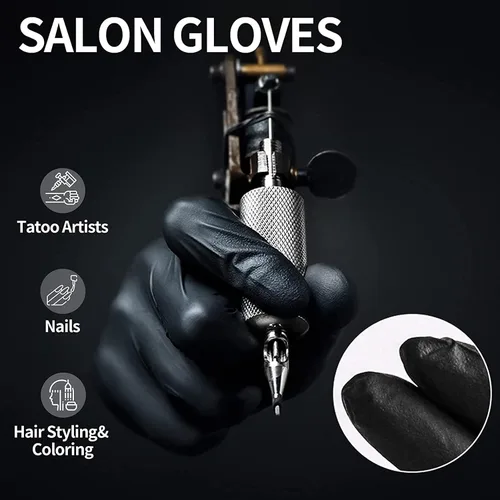 Vista 5 de Jointown Guantes de examen de nitrilo negros médicos unisex para adultos