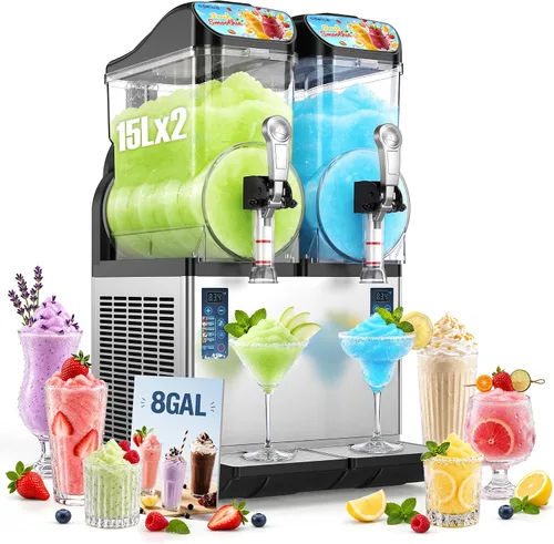 Vista 20 de GSEICE Máquina comercial del granizado de 8 galones, tanque dual 15L Mango negro - 8Gal 2Tank
