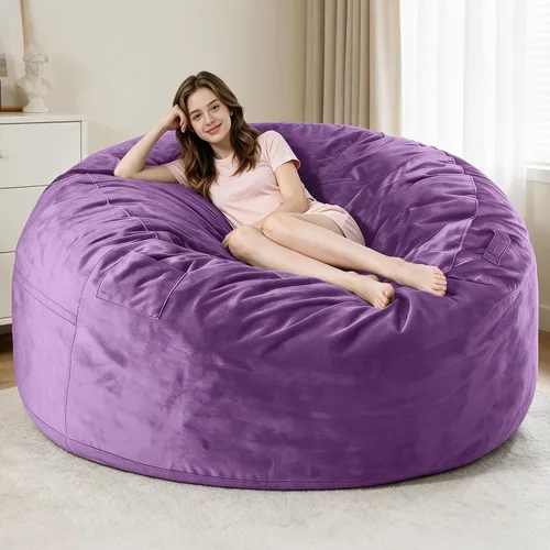 Vista 52 de Sillón puff de 3 pies Sillón estilo puff grande de 3 pulgadas con relleno de espuma viscoelástica, sofá suave con funda de terciopelo holandés