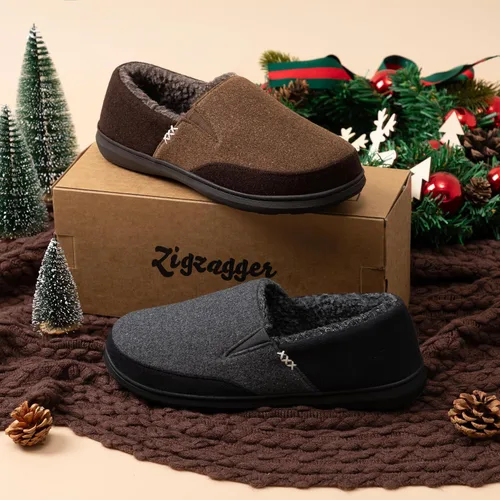 Vista 8 de Zigzagger Pantuflas de microgamuza esponjosas para hombre, estilo mocasín, para interior y exterior