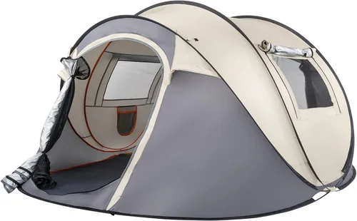 Vista 10 de Tienda de campaña desplegable fácil para 4 personas, instalación automática impermeable, 2 puertas, tienda de campaña familiar instantánea