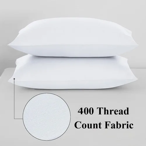 Vista 57 de Juego de 2 fundas de almohada 100% de algodón egipcio, fundas de almohada refrescantes de 400 hilos, fundas de almohada suaves y transpirables