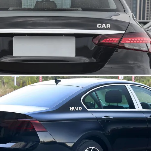 Vista 6 de Lamoutor 43 calcomanías de letras para emblema de automóvil, calcomanía de símbolo de números cromados 3D
