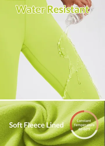 Vista 47 de baleaf Leggings con forro polar para mujer, impermeables, pantalones de senderismo de invierno, mallas térmicas para correr, bolsillos