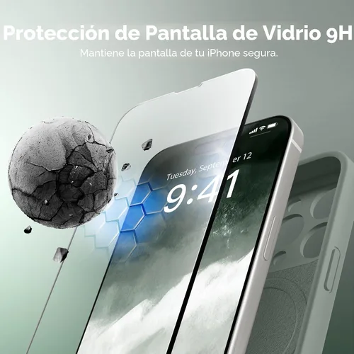 Vista 4 de Funda magnética para iPhone 15 Pro, compatible con MagSafe, [protección completa de la cámara][protector de pantalla] funda protectora de silicona a