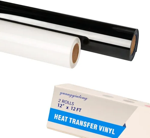Vista 50 de guangyintong Rollo de vinilo de transferencia de calor negro con purpurina, 2 rollos de vinilo para planchar de 12 pulgadas x 12 pies para 2-Negro