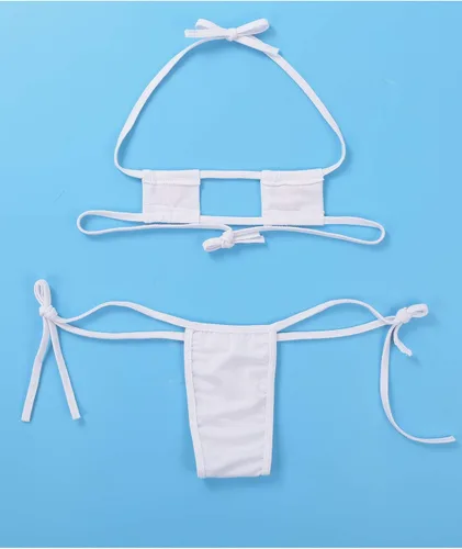 Vista 7 de Conjunto de lencería para mujer con estampado de rayas, diseño de corazón, color blanco