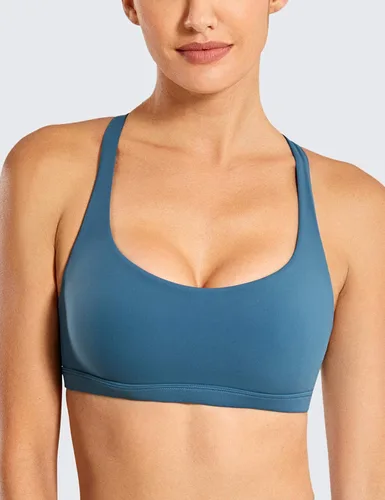 Vista 2 de CRZ YOGA - Sujetadores deportivos con tirantes delgados para mujer, brasier de yoga con relleno, sin varillas, espalda cruzada sexy, lindo