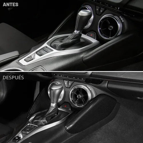 Vista 2 de Cubierta lateral de panel de palanca de cambios de fibra de carbono para Chevrolet Chevy Camaro 2016-2026, accesorios interiores