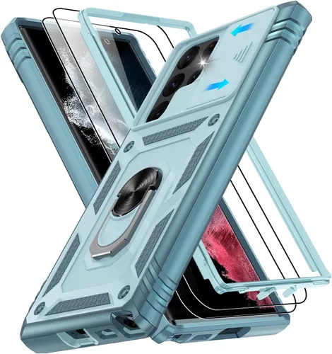 Vista 287 de Gritup Funda para Google Pixel 6 con cubierta deslizante para cámara y protector de pantalla (2 unidades), soporte de anillo giratorio 360°, funda