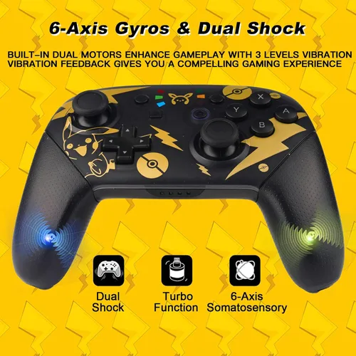 Vista 5 de Switch Pro Controller, Enhanced Wireless Pro Controller Compatible with SwitchSwitch LiteSwitch OLED, Remote Gamepad Joystick with NFC, Double