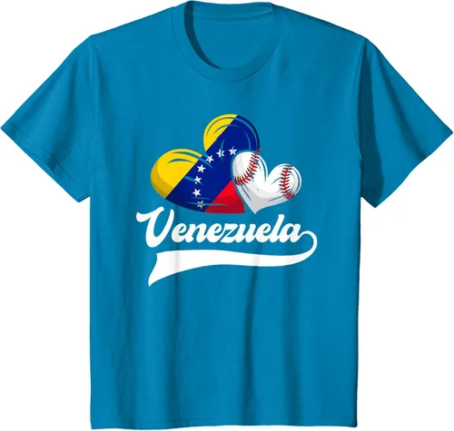 Vista 84 de Camiseta de béisbol venezolana con diseño de corazón y bandera de Venezuela, Negro