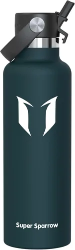 Vista 37 de Super Sparrow Botella de Agua Aislada - 17 Oz / 25 Oz / 34 Oz - Frasco FlipFlow de Boca Estándar - Libre de BPA, Botella a Prueba de Fugas