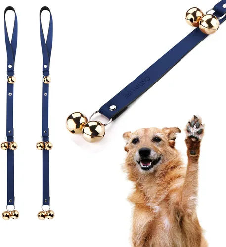 Vista 17 de Campanas de Cuero para Perros para Pomo de Puerta/Entrenamiento de Orinal/Salir al Aire Libre, Campana de Perro de Cobre con Ajuste de Longitud