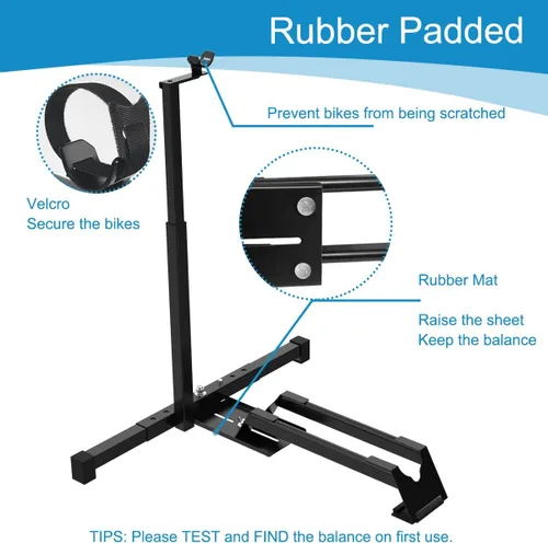 Vista 4 de Qualward Soporte vertical para bicicleta, diseño vertical ajustable, ahorro de espacio para sala de estar, dormitorio y garaje