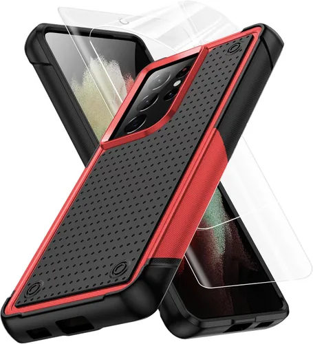 Vista 14 de Jeylly Funda para Samsung Galaxy S10 Plus S10+, ajuste delgado, doble capa, resistente, absorción de golpes, TPU con carcasa trasera de Negro