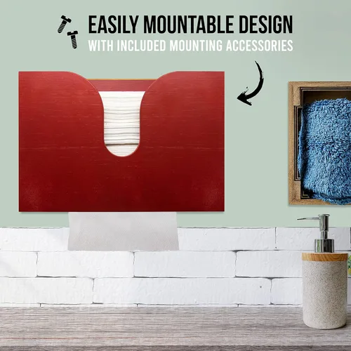 Vista 4 de Dispensador de toallas de papel de bambú, soporte para toallas de papel para montaje en pared y encimera para decoración de cocina y baño. Capacidad