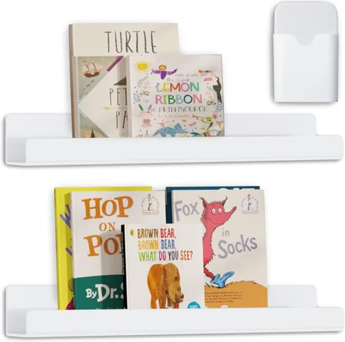 Vista 8 de Paquete de 2 estanterías magnéticas para pizarra blanca, estante magnético resistente para aula y oficina, sostiene libros, marcadores y borradores
