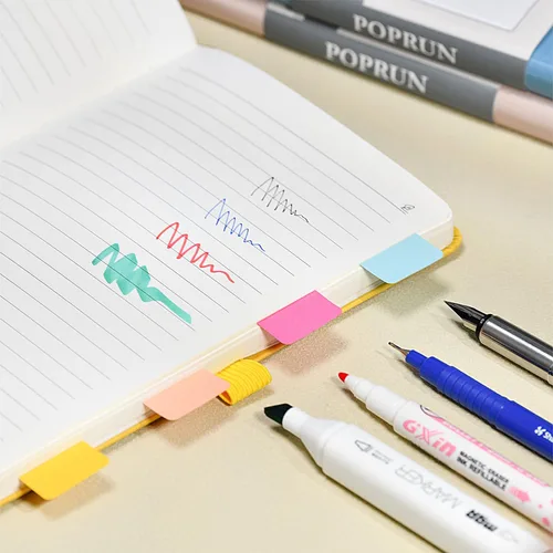 Vista 6 de POPRUN Cuaderno rayado para mujeres y hombres, tamaño mediano A5 de 5.25 x 8 pulgadas, papel grueso de 120 GSM, 128 páginas, tapa dura, cuaderno