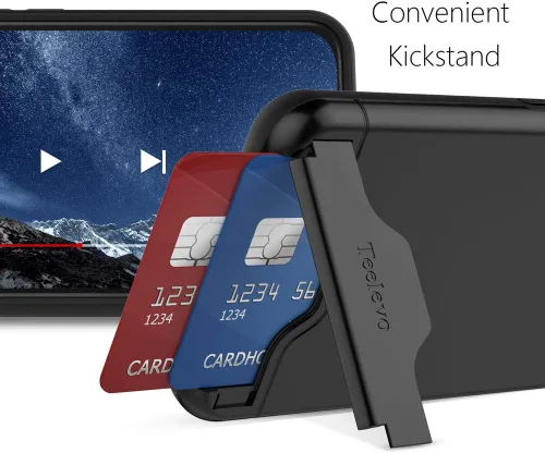 Vista 3 de Funda tipo cartera para Google Pixel 5, funda de doble capa con ranura para tarjeta y soporte para Google Pixel 5 - Negro