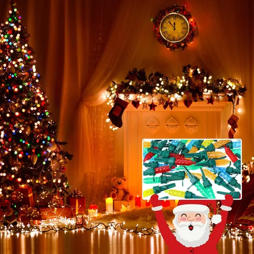 Vista 6 de Honoson Paquete de 60 mini bombillas de repuesto de Navidad de 3 V LED para exteriores e interiores, gran angular para árbol de Navidad, jardín